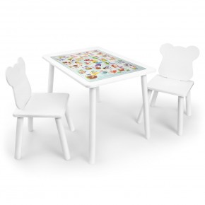 Детский комплект стол и два стула Мишка Rolti Baby с накладкой Алфавит (белая столешница/белое сиденье/белые ножки) в Набережных Челнах - naberezhnye-chelny.ok-mebel.com | фото