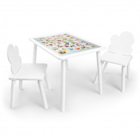 Детский комплект стол и два стула Облачко Rolti Baby с накладкой Алфавит (белая столешница/белое сиденье/белые ножки) в Набережных Челнах - naberezhnye-chelny.ok-mebel.com | фото