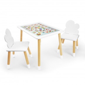 Детский комплект стол и два стула Облачко Rolti Baby с накладкой Алфавит (белая столешница/белое сиденье/береза ножки) в Набережных Челнах - naberezhnye-chelny.ok-mebel.com | фото