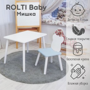 Детский комплект стол и стул «Мишка» Rolti Baby  (голубая столешница/голубое сиденье/белые ножки) в Набережных Челнах - naberezhnye-chelny.ok-mebel.com | фото