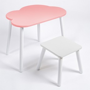 Детский комплект стол ОБЛАЧКО  и табурет Rolti Baby (розовая столешница/белое сиденье/белые ножки) в Набережных Челнах - naberezhnye-chelny.ok-mebel.com | фото