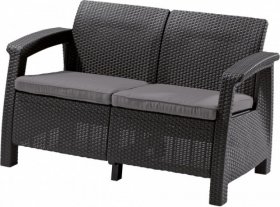 Диван пластиковый Корфу (Corfu love seat) графит в Набережных Челнах - naberezhnye-chelny.ok-mebel.com | фото