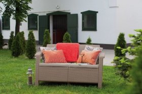 Диван пластиковый Корфу (Corfu love seat) капучино - песок в Набережных Челнах - naberezhnye-chelny.ok-mebel.com | фото 3