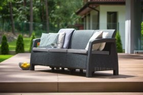 Диван пластиковый Корфу Макс (Corfu love seat max) графит в Набережных Челнах - naberezhnye-chelny.ok-mebel.com | фото 3