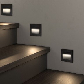 DK3050-BK Светильник встраиваемый в стену, IP 20, LED 3000, 1 Вт, черный пластик в Набережных Челнах - naberezhnye-chelny.ok-mebel.com | фото 3