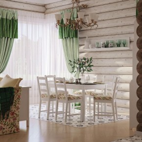 Комлект Вествик обеденный стол и четыре стула, массив сосны, цвет белый в Набережных Челнах - naberezhnye-chelny.ok-mebel.com | фото 1