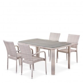Комплект плетеной мебели T256C/Y376C-W85 Latte (4+1) + подушки на стульях в Набережных Челнах - naberezhnye-chelny.ok-mebel.com | фото