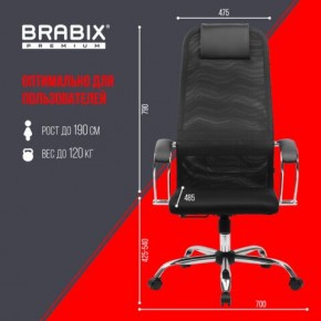 Кресло BRABIX PREMIUM "Ultimate EX-800" хром, плотная двойная сетка Х2, черное, 532911 в Набережных Челнах - naberezhnye-chelny.ok-mebel.com | фото 6