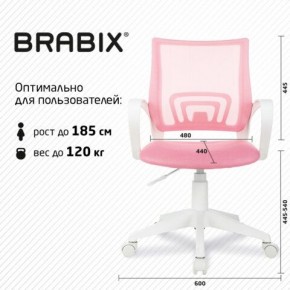 Кресло BRABIX "Fly MG-396W", с подлокотниками, пластик белый, сетка, розовое, 533008 в Набережных Челнах - naberezhnye-chelny.ok-mebel.com | фото 5