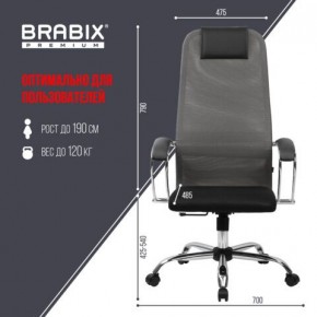 Кресло офисное BRABIX PREMIUM "Ultimate EX-800" хром, плотная двойная сетка Х2, черное/серое, 532912 в Набережных Челнах - naberezhnye-chelny.ok-mebel.com | фото 3