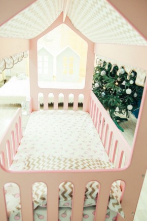 Кровать-домик без ящика 800*1600 (Розовый) в Набережных Челнах - naberezhnye-chelny.ok-mebel.com | фото 3