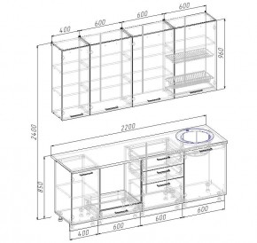Кухонный гарнитур Вегас 2200 h950 (Стол. 38мм) в Набережных Челнах - naberezhnye-chelny.ok-mebel.com | фото 2