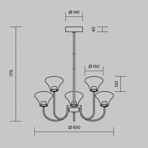 Люстра на штанге Maytoni Dynasty MOD402PL-L20BS3K в Набережных Челнах - naberezhnye-chelny.ok-mebel.com | фото 6