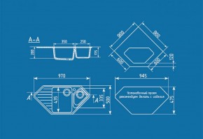 Мойка кухонная ULGRAN U-409 (970*500) в Набережных Челнах - naberezhnye-chelny.ok-mebel.com | фото 2