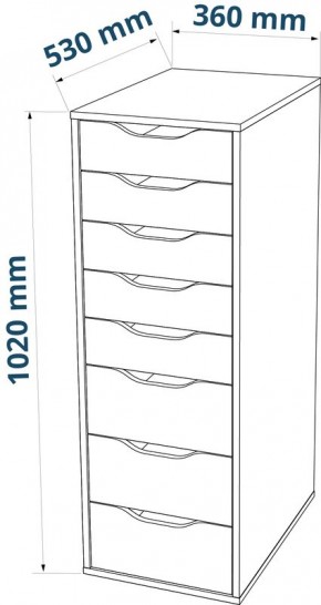 S01415 Ингар 8 комод 36x102x53, серо-бирюзовый в Набережных Челнах - naberezhnye-chelny.ok-mebel.com | фото