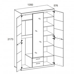 Шкаф 3D2S Z OSKAR , цвет дуб Санремо в Набережных Челнах - naberezhnye-chelny.ok-mebel.com | фото 3