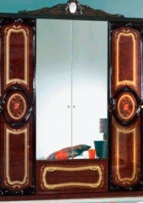 Шкаф 4-х дверный с зеркалами (01.144) Роза (могано) в Набережных Челнах - naberezhnye-chelny.ok-mebel.com | фото