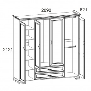 Шкаф 4D2S Z, TIFFANY, цвет вудлайн кремовый в Набережных Челнах - naberezhnye-chelny.ok-mebel.com | фото