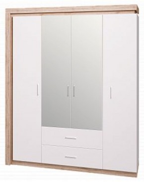 Шкаф для одежды с ящиками 4-х створчатый с зеркалом Люмен 16 в Набережных Челнах - naberezhnye-chelny.ok-mebel.com | фото 1