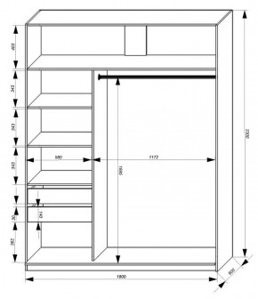 Шкаф-купе 1800 серии SOFT D1+D3+B2+PL1 (2 ящика+1штанга) профиль «Графит» в Набережных Челнах - naberezhnye-chelny.ok-mebel.com | фото 3