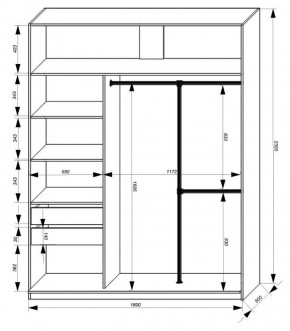 Шкаф-купе 1800 серии SOFT D8+D2+B2+PL4 (2 ящика+F обр.штанга) профиль «Графит» в Набережных Челнах - naberezhnye-chelny.ok-mebel.com | фото 3