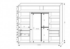 Шкаф-купе 2150 серии NEW CLASSIC K4+K4+K4+B22+PL4(по 2 ящика лев/прав+F обр.штанга) профиль «Капучино» в Набережных Челнах - naberezhnye-chelny.ok-mebel.com | фото 3