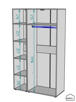 Шкаф Linnea MHR-3-1 2050х1200х510 (Графит-М 11.1.25) в Набережных Челнах - naberezhnye-chelny.ok-mebel.com | фото 3