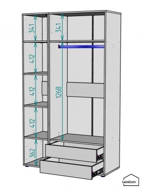 Шкаф Linnea MHR-3-2 2050х1200х510 (ДВ-М 11.1.25) в Набережных Челнах - naberezhnye-chelny.ok-mebel.com | фото 3