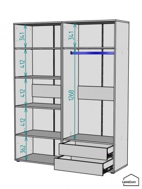 Шкаф Linnea MHR-4-2 2050х1600х510 (Белый-М 11.1.2) в Набережных Челнах - naberezhnye-chelny.ok-mebel.com | фото 3