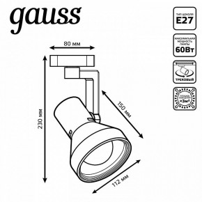 Светильник на штанге Gauss Track Light TR005 в Набережных Челнах - naberezhnye-chelny.ok-mebel.com | фото 6