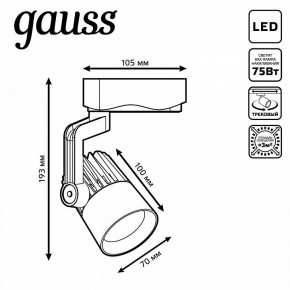 Светильник на штанге Gauss Track Light TR061 в Набережных Челнах - naberezhnye-chelny.ok-mebel.com | фото 6