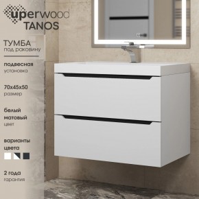 Тумба под раковину Uperwood Tanos 70 см, подвесная, белая/графит в Набережных Челнах - naberezhnye-chelny.ok-mebel.com | фото 3