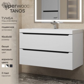 Тумба под раковину Uperwood Tanos 90 см, подвесная, белая/графит в Набережных Челнах - naberezhnye-chelny.ok-mebel.com | фото 3